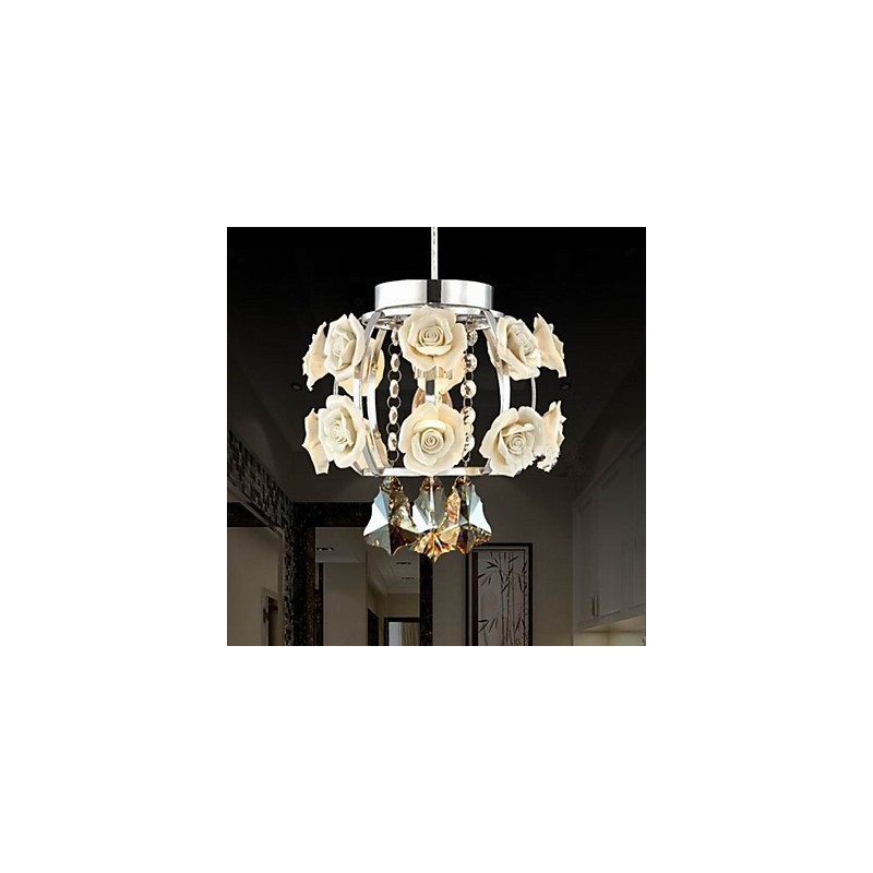Lampadario moderno contemporaneo in cristallo, lanterna in metallo, 1 luce