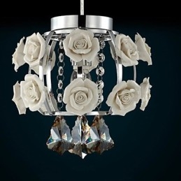 Lampadario moderno contemporaneo in cristallo, lanterna in metallo, 1 luce