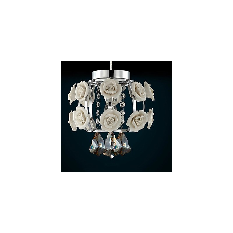 Lampadario moderno contemporaneo in cristallo, lanterna in metallo, 1 luce