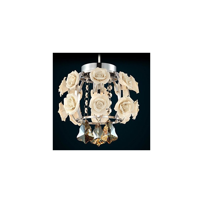 Lampadario moderno contemporaneo in cristallo, lanterna in metallo, 1 luce