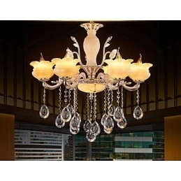 Lampadario a sospensione in cristallo di giada stile candela beige