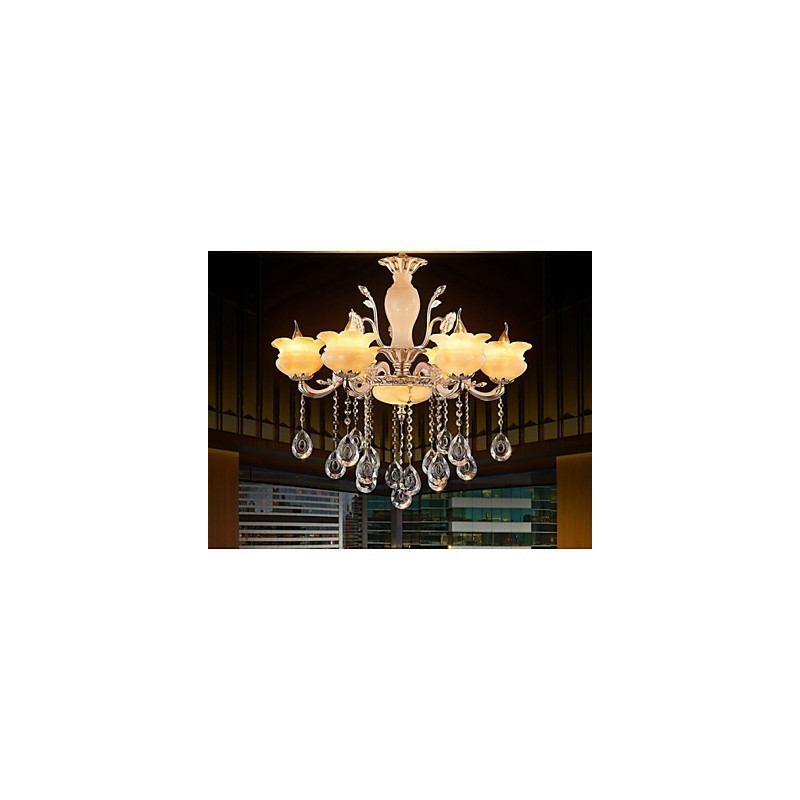 Lampadario a sospensione in cristallo di giada stile candela beige
