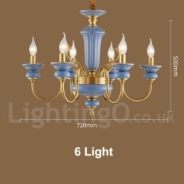 Lampadario a sospensione rustico retrò vintage in ottone e ceramica, E14, catena 50 cm