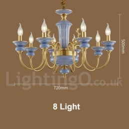 Lampadario a sospensione rustico retrò vintage in ottone e ceramica, E14, catena 50 cm