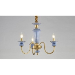 Lampadario a sospensione rustico retrò vintage in ottone e ceramica, E14, catena 50 cm