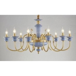 Lampadario a sospensione rustico retrò vintage in ottone e ceramica, E14, catena 50 cm