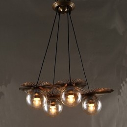 Lampadario in vetro artistico a forma di fagiolo rotondo oro e grigio