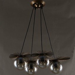 Lampadario in vetro artistico a forma di fagiolo rotondo oro e grigio