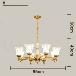Lampadario a sospensione in ottone e pietra con paralumi in vetro, stile rustico retrò vintage