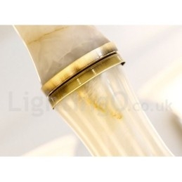 Lampadario a sospensione in ottone e pietra con paralumi in vetro, stile rustico retrò vintage