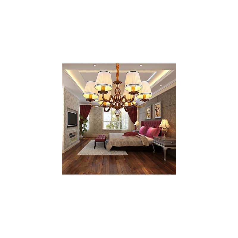 Lampadario moderno contemporaneo in metallo e tessuto, giallo, 39 cm