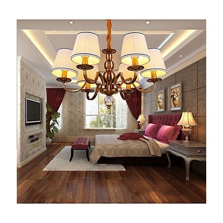 Lampadario moderno contemporaneo in metallo e tessuto, giallo, 39 cm