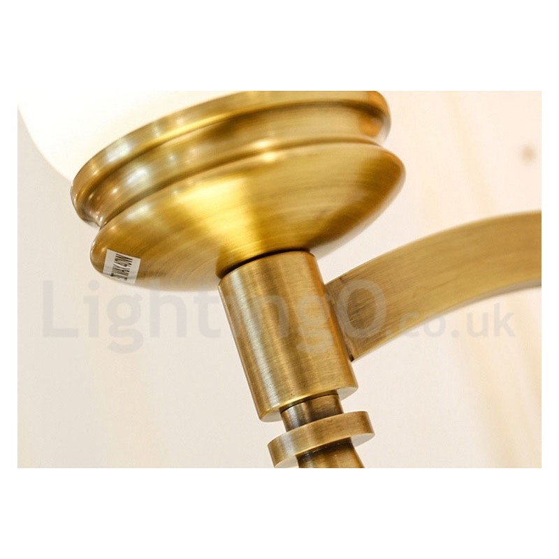 Lampadario a sospensione in ottone e pietra con paralumi in vetro, stile rustico retrò vintage