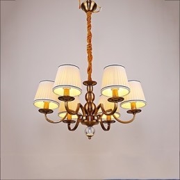 Lampadario moderno contemporaneo in metallo e tessuto, giallo, 39 cm