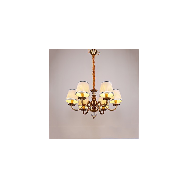 Lampadario moderno contemporaneo in metallo e tessuto, giallo, 39 cm