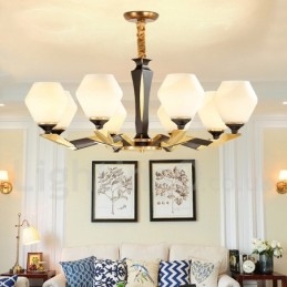 Lampadario a candela in ottone e vetro, stile rustico retrò vintage