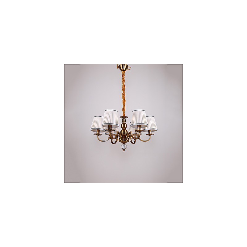 Lampadario moderno contemporaneo in metallo e tessuto, giallo, 39 cm