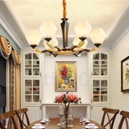 Lampadario a candela in ottone e vetro, stile rustico retrò vintage