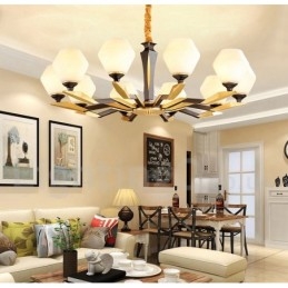 Lampadario a candela in ottone e vetro, stile rustico retrò vintage