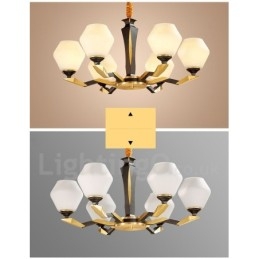 Lampadario a candela in ottone e vetro, stile rustico retrò vintage