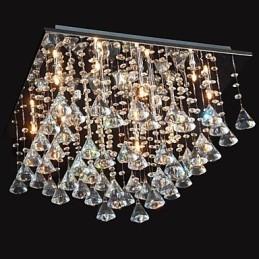 Lampadario classico in metallo cromato e cristallo trasparente 34 cm