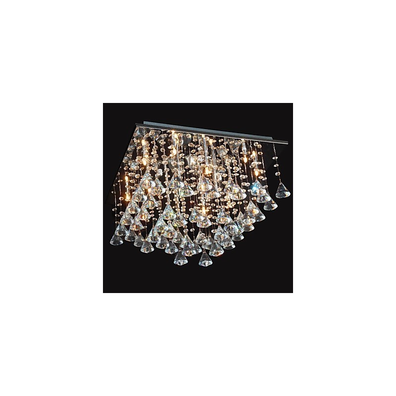 Lampadario classico in metallo cromato e cristallo trasparente 34 cm