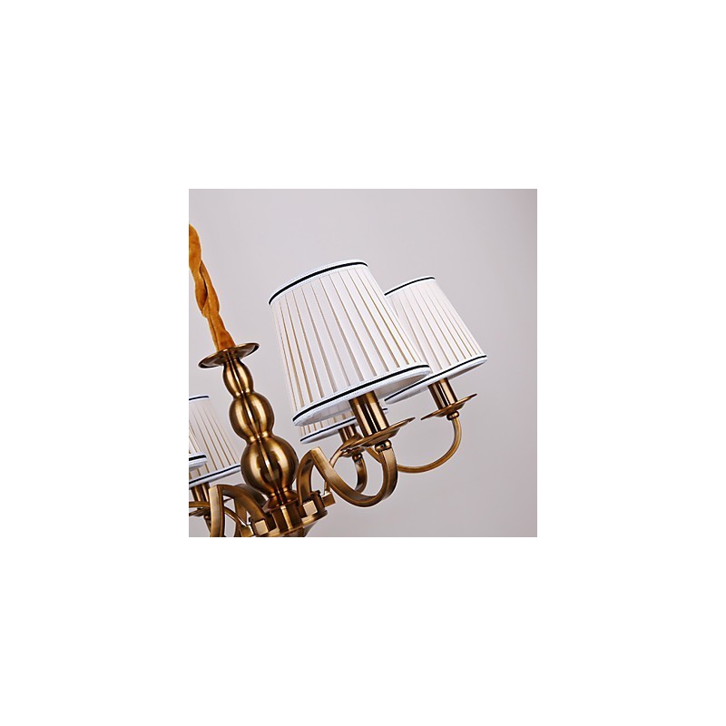 Lampadario moderno contemporaneo in metallo e tessuto, giallo, 39 cm