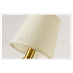 Lampadario a sospensione rustico retrò vintage in ottone e ceramica con paralumi in tessuto