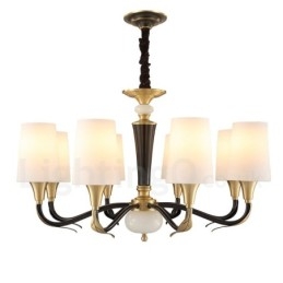 Lampadario a sospensione rustico retrò vintage in ottone con paralumi in vetro e pietra