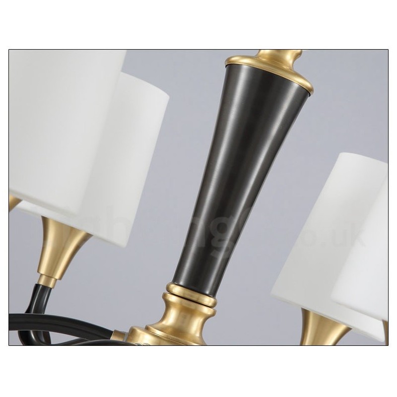 Lampadario a sospensione rustico retrò vintage in ottone con paralumi in vetro e pietra