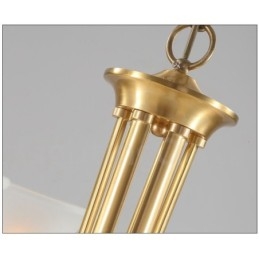 Lampadario a candela in ottone con paralumi in vetro, stile rustico retrò vintage
