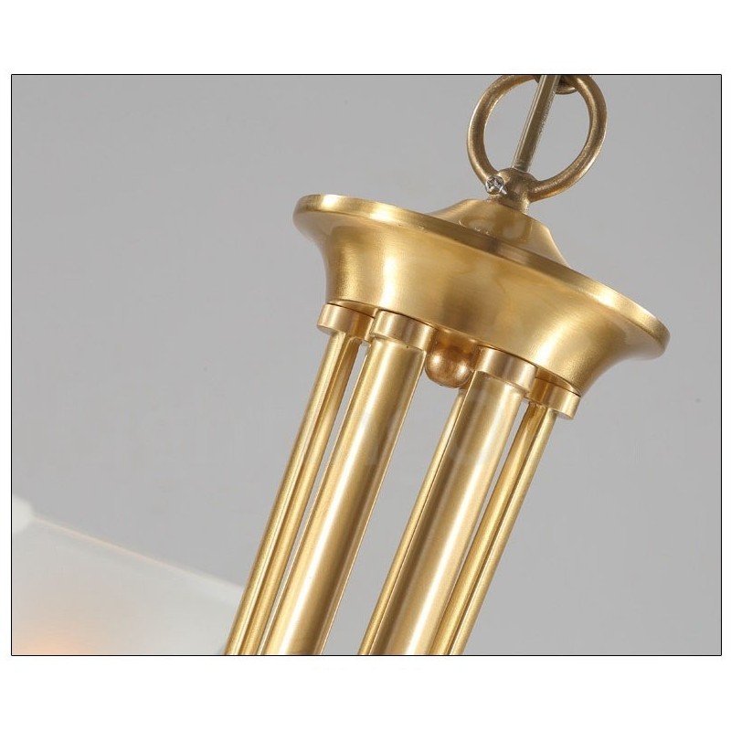 Lampadario a candela in ottone con paralumi in vetro, stile rustico retrò vintage