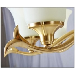 Lampadario a sospensione rustico retrò vintage in ottone con paralumi in vetro e pietra