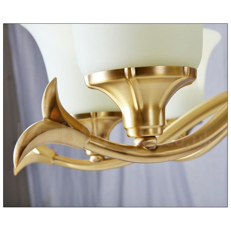 Lampadario a sospensione rustico retrò vintage in ottone con paralumi in vetro e pietra
