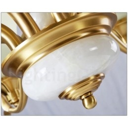 Lampadario a sospensione rustico retrò vintage in ottone con paralumi in vetro e pietra