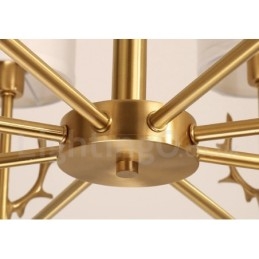 Lampadario a candela in ottone con paralumi in tessuto, rustico retrò vintage, E14