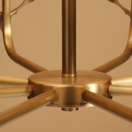 Lampadario a candela in ottone con paralumi in tessuto, rustico retrò vintage, E14