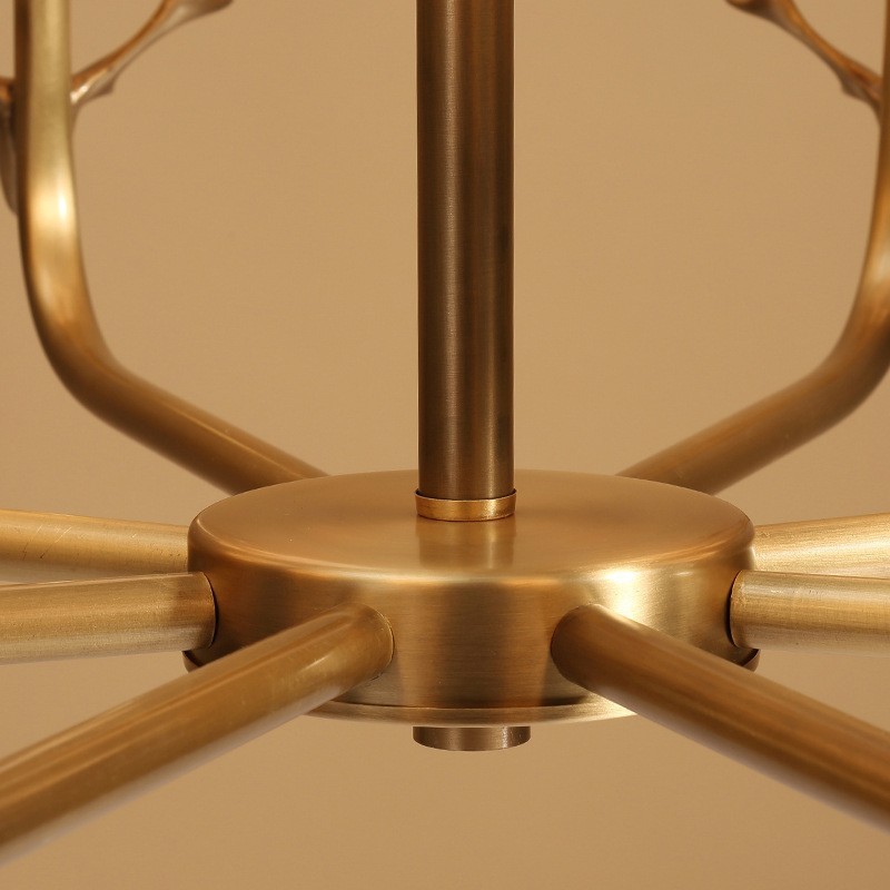 Lampadario a candela in ottone con paralumi in tessuto, rustico retrò vintage, E14
