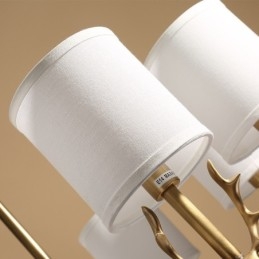 Lampadario a candela in ottone con paralumi in tessuto, rustico retrò vintage, E14