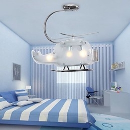 Lampadario per bambini a elicottero in vetro