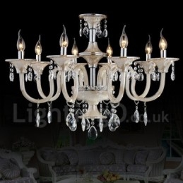 Lampadario a candela moderno contemporaneo in cristallo