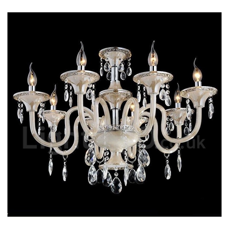 Lampadario a candela moderno contemporaneo in cristallo