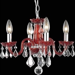 Lampadario classico in cristallo rosso 4 luci