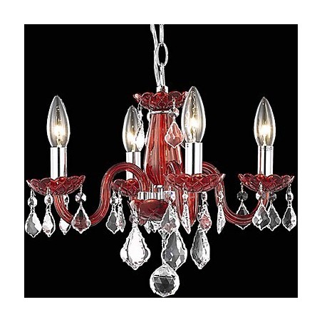 Lampadario classico in cristallo rosso 4 luci