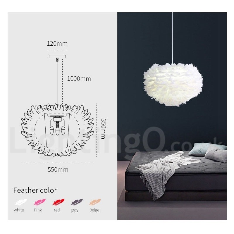 Lampadario moderno contemporaneo a piume multicolore E14