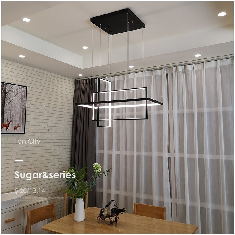 Lampada a sospensione lineare LED dimmerabile con telecomando, alluminio verniciato, design moderno