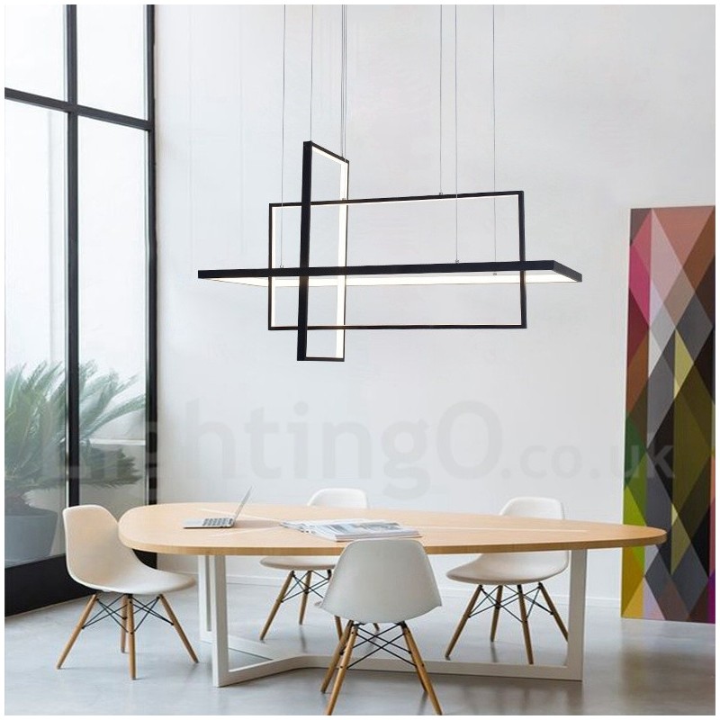 Lampada a sospensione lineare LED dimmerabile con telecomando, alluminio verniciato, design moderno