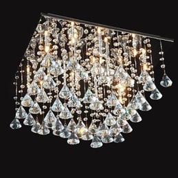Lampadario classico in metallo cromato e cristallo trasparente 34 cm