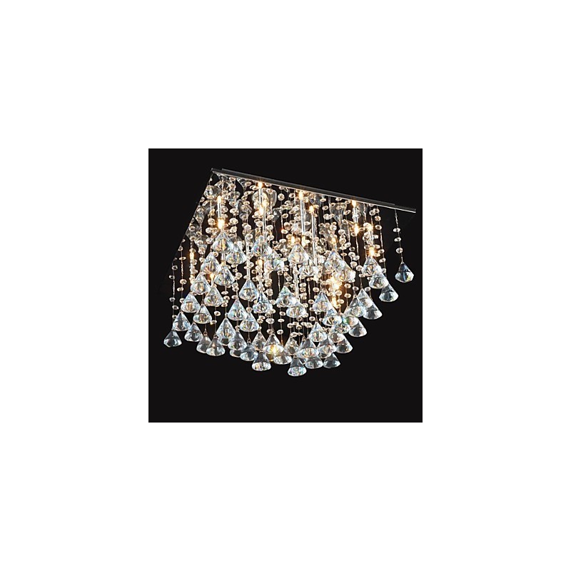 Lampadario classico in metallo cromato e cristallo trasparente 34 cm