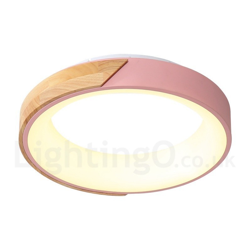Plafoniera rotonda in legno multicolore dimmerabile con paralume in acrilico stile nordico